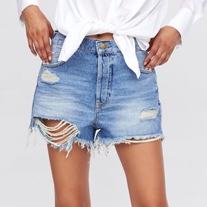 Zara ripped denim shorts